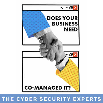 A graphic of two hands engaged in a handshake along with bold text reading "Does Your Business Need Co-Managed IT?