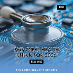 Blog post cover image with text reading: SMB Cyber Health Check for 2026